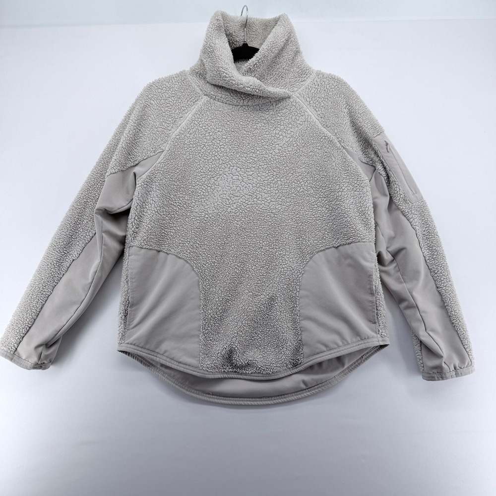 Nike Sportswear Women Sherpa Fleece Funnel Neck Pullover Gray Small‎ BV2851-059